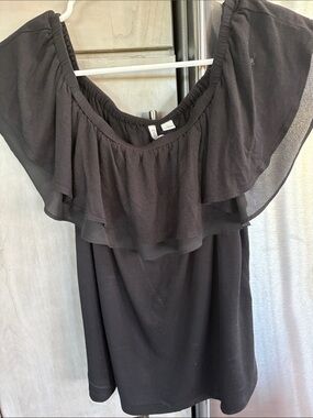 Cato Black Off-Shoulder Layered Ruffle Top size large